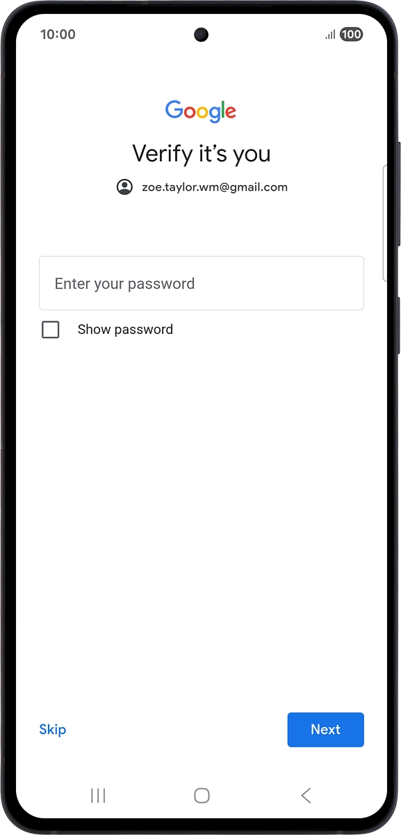 On your phone: Press Enter your password.