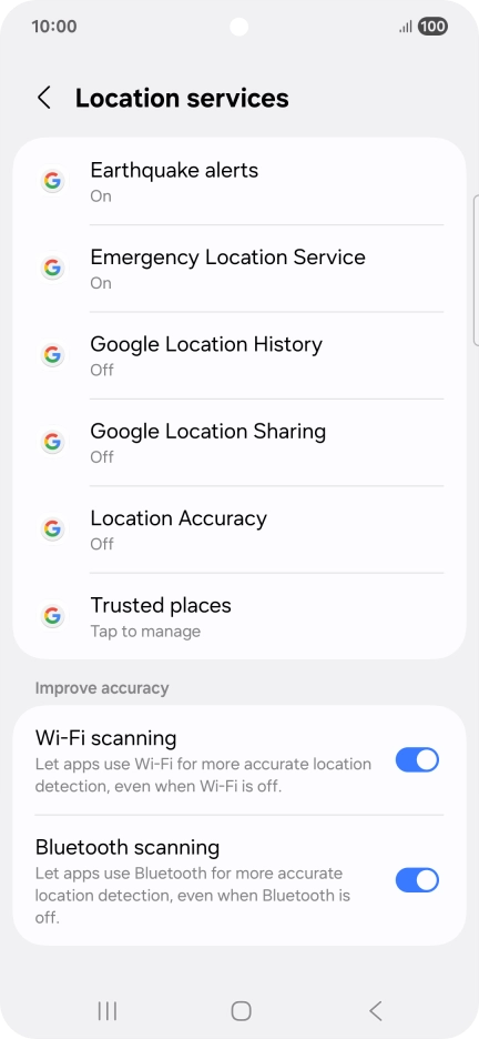 Press Location Accuracy.