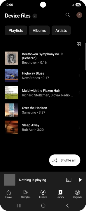 Press the required audio file.