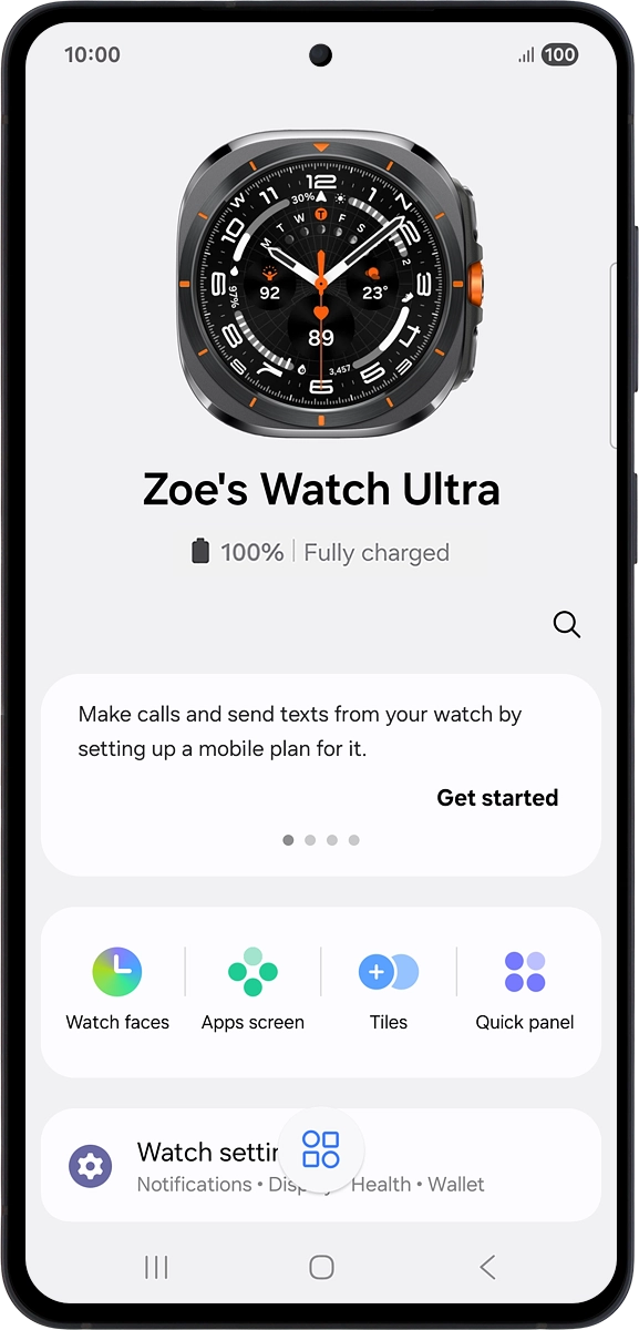On your phone: When this screen is displayed, your smartwatch is activated and synchronised with your phone.