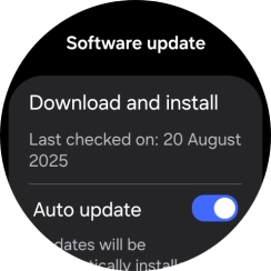 Press Download and install. If a new software version is available, it's displayed. Follow the instructions on the screen to update the smartwatch software.