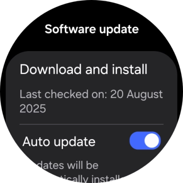 Press Download and install. If a new software version is available, it's displayed. Follow the instructions on the screen to update the smartwatch software.
