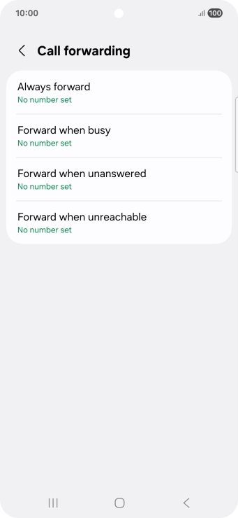 Press the required divert type.