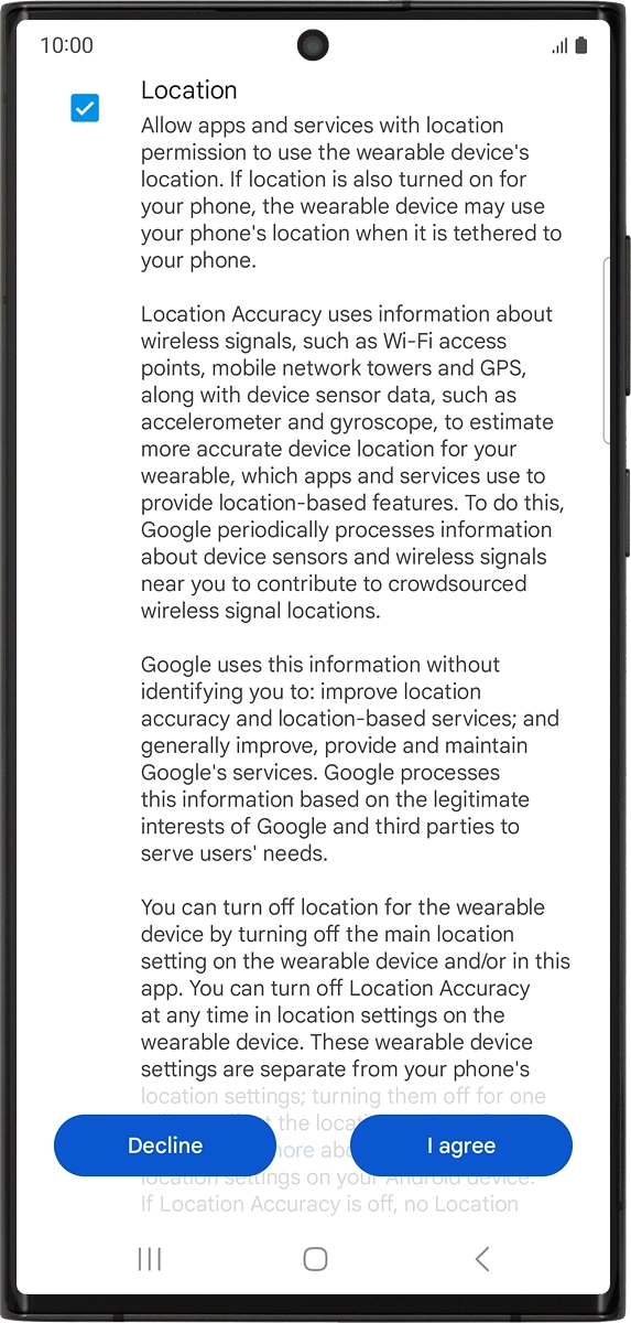 On your phone: Press I agree.