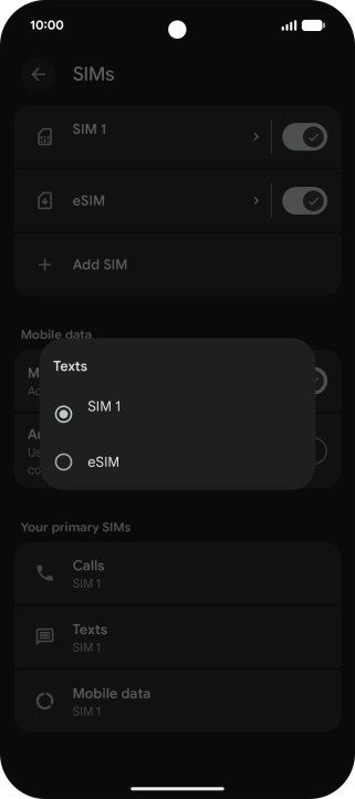 Press the required SIM.
