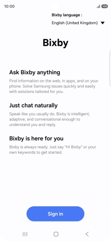 Press Sign in and follow the instructions on the screen to log on to your Samsung account.
