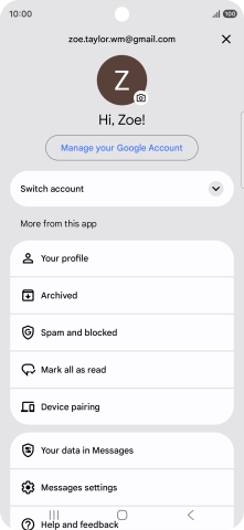Press Messages settings.