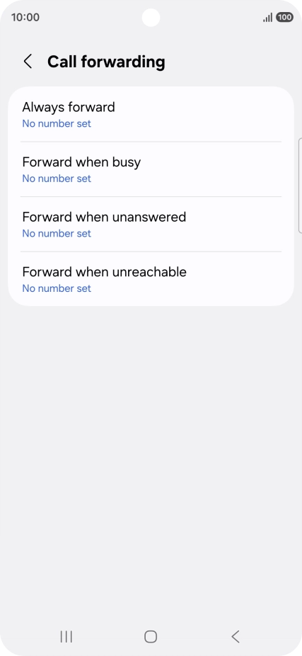 Press the required divert type.