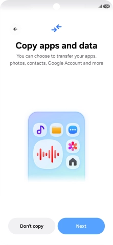 You can transfer the contents of another phone to your phone when it's activated for the first time and after a factory reset. When this screen is displayed, your phone is ready to transfer content from another phone.