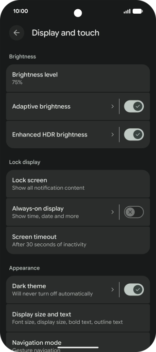 Press the indicator next to 