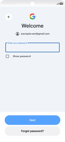Press Enter your password and key in the password for your Google account.