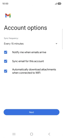 If this screen is displayed, you email account has been recognised and set up automatically. Follow the instructions on the screen to key in more information and finish setting up your phone.