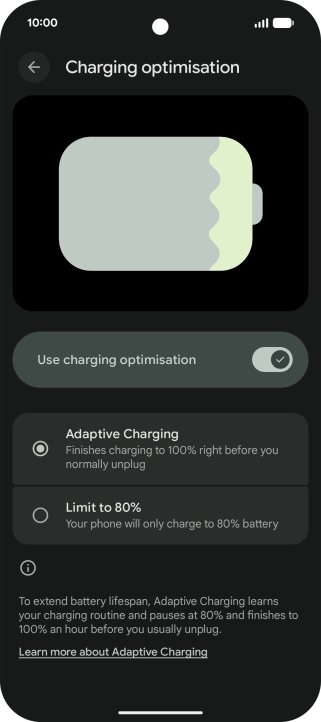 Press the required setting.