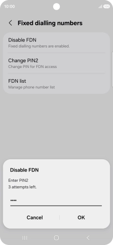 Key in your PIN2 and press OK.