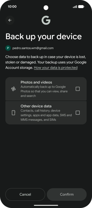 Press the fields next to the required data types to select them.