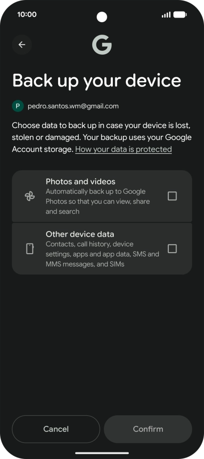 Press the fields next to the required data types to select them.
