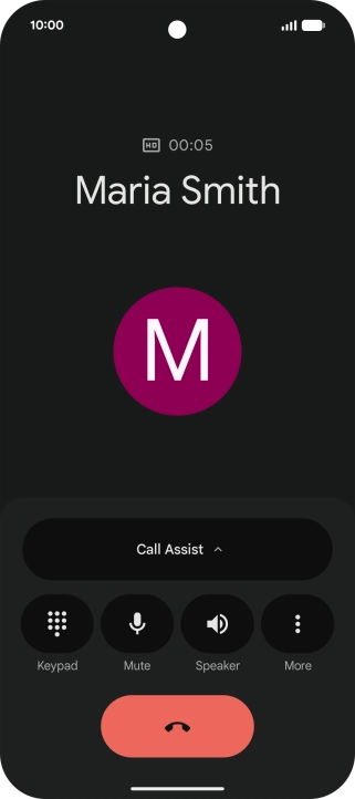 Press the end call icon.