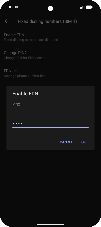 Key in your PIN2 and press OK. The default PIN2 is 1111.