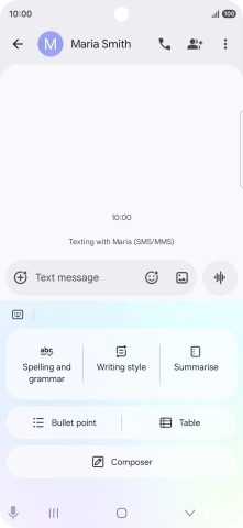 To generate a text, press Composer and follow the instructions on the screen to use the function.