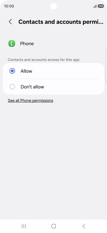Press the required setting.