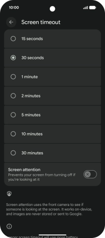 Press the required setting.