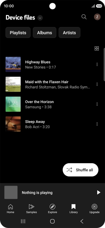 Press the required audio file.