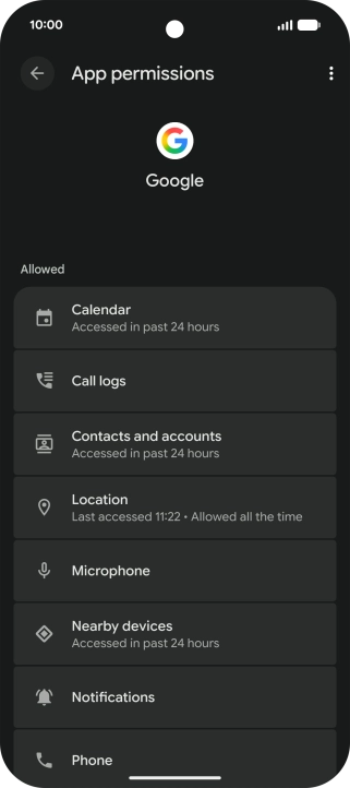 The app activity for the selected app is displayed.