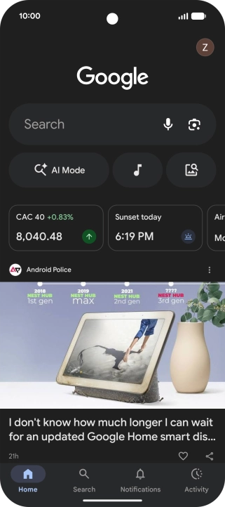 Press the profile icon.