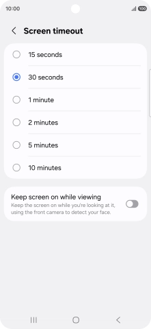 Press the required setting.