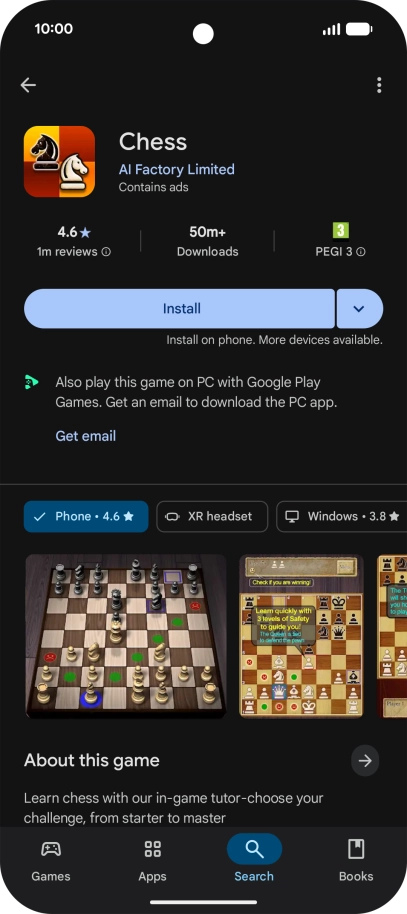 Press Install and follow the instructions on the screen to install the app.