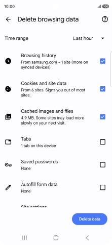 Press the fields next to the required data types.