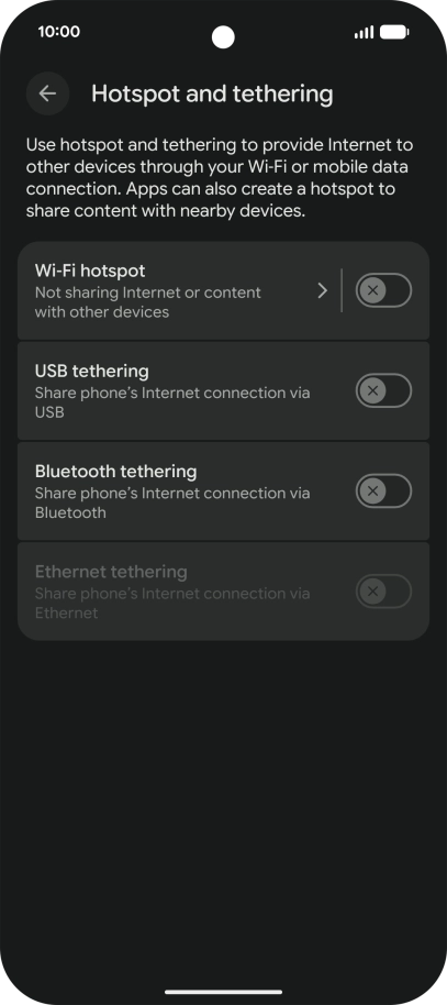 Press Wi-Fi hotspot.