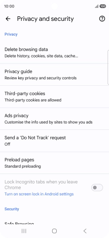 Press Delete browsing data.