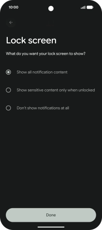 Press the required setting.