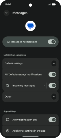 Press Incoming messages.