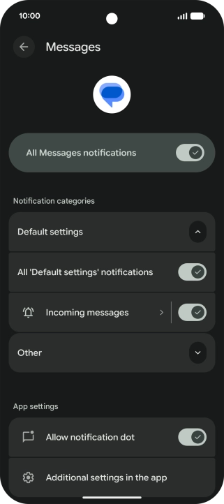 Press Incoming messages.