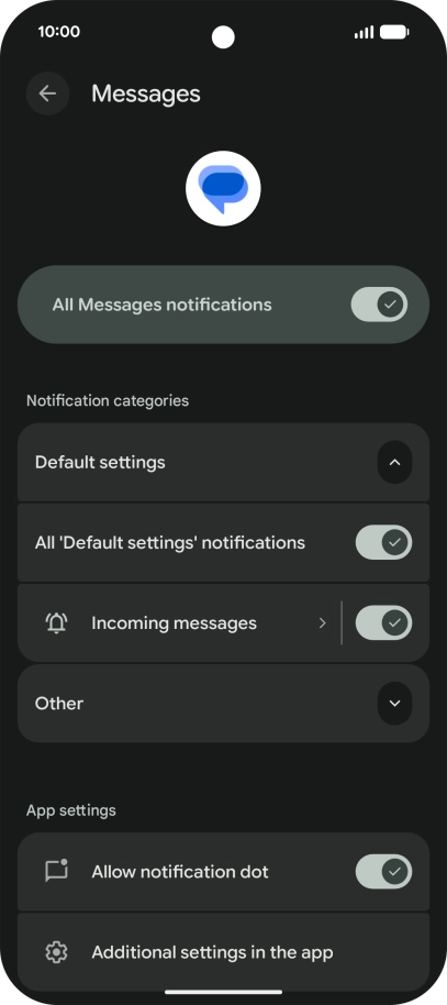 Press Incoming messages.