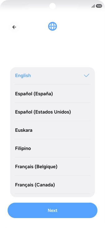 Press the required language.