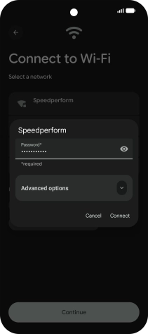 Key in the password for the Wi-Fi network and press Connect.