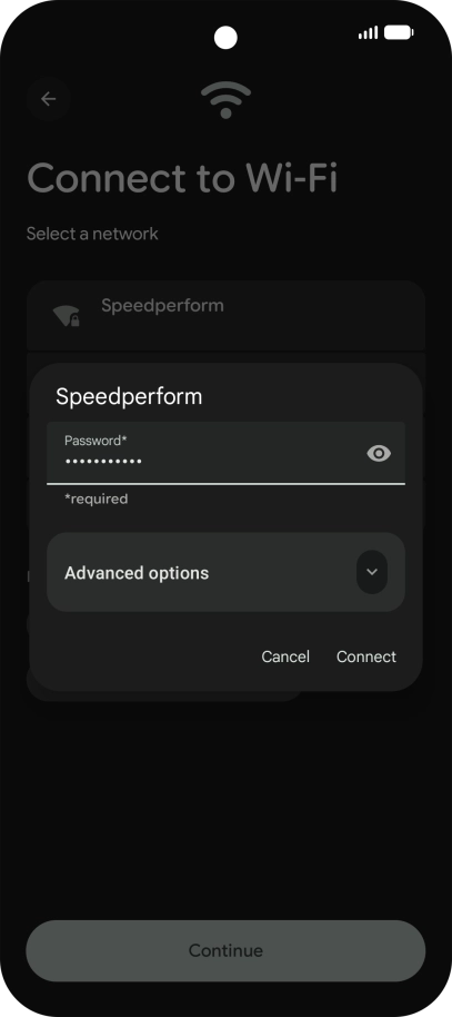 Key in the password for the Wi-Fi network and press Connect.