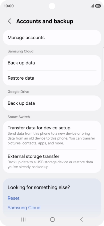 Press Manage accounts.