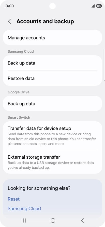 Press Manage accounts.