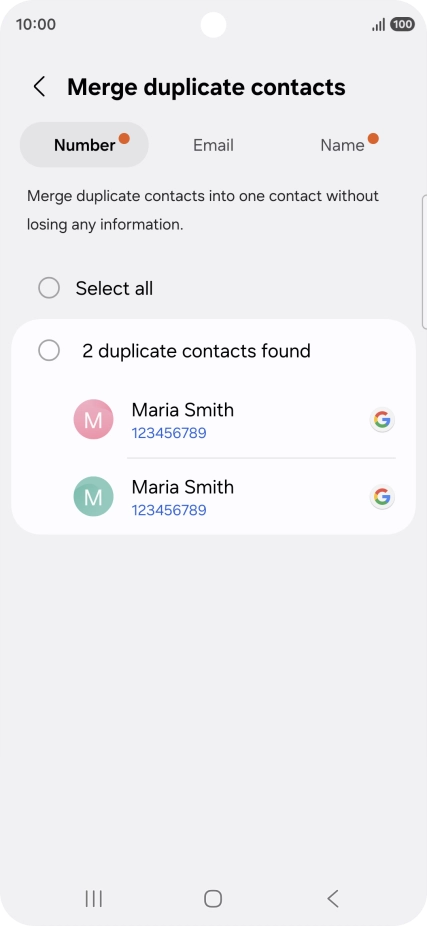 Press the field next to the required number.
