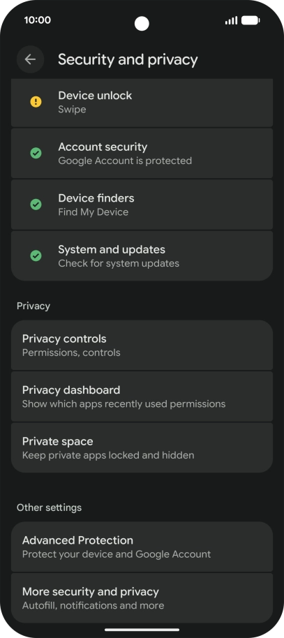 Press More security and privacy.