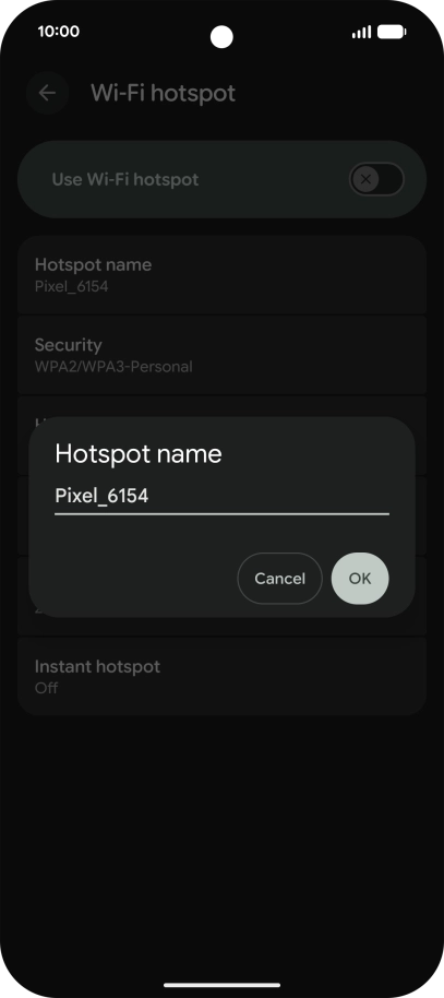Key in the required Wi-Fi hotspot name and press OK.