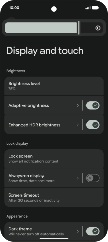 Drag the indicator right or left to set the brightness manually.
