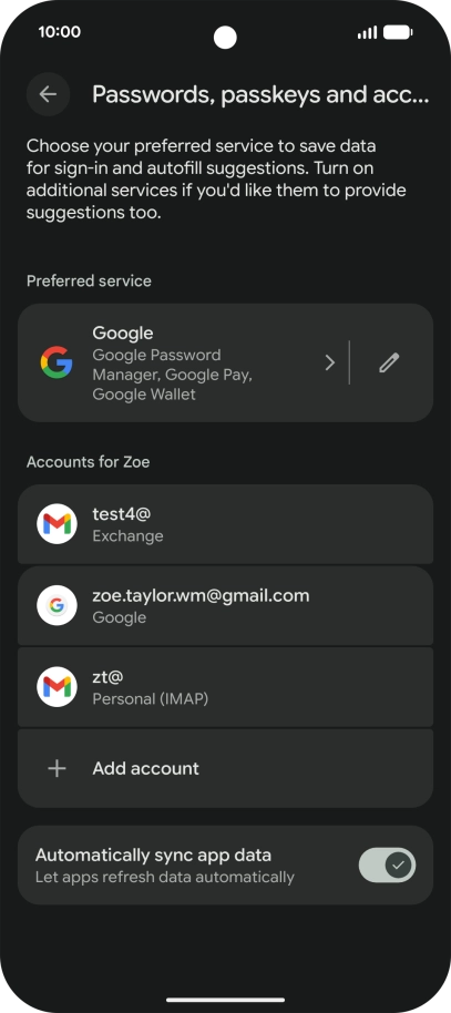 Press the required email account.