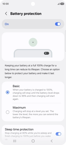 Press the required setting.