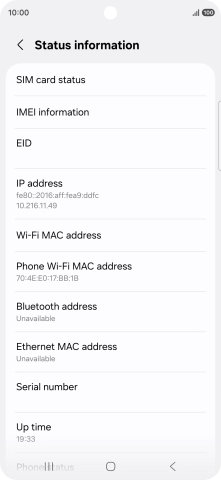 Your phone's EID number is displayed below EID.