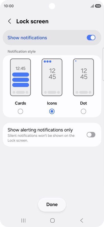Press the required settings to turn them on or off.
